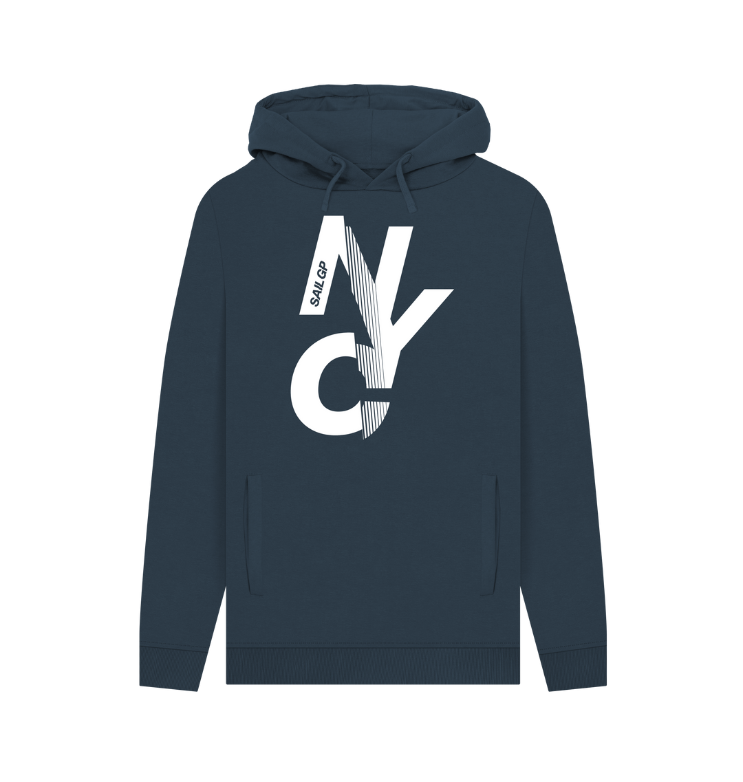 Navy Printed Hoody Front