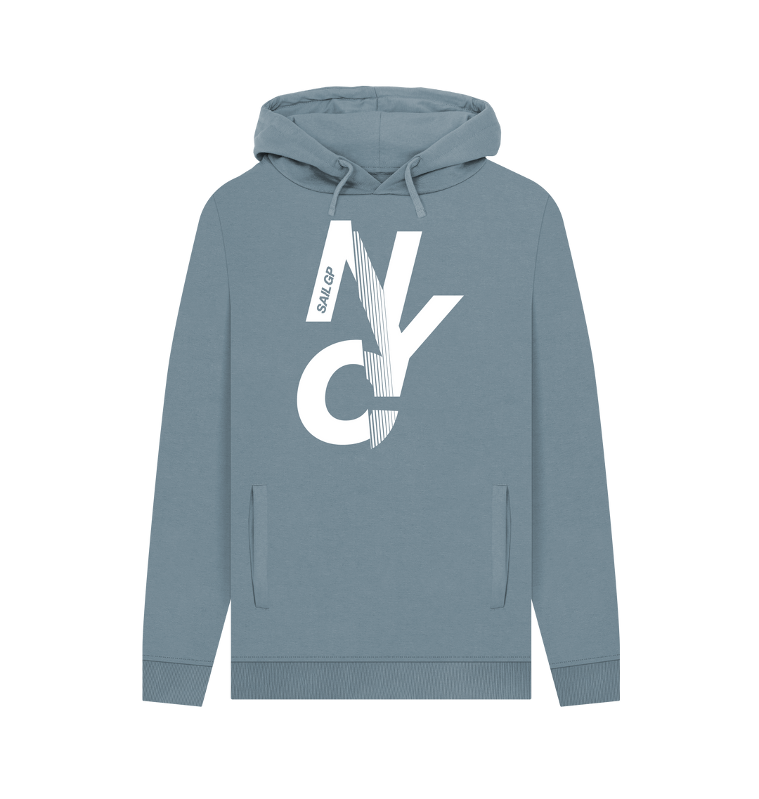 Stone Blue Printed Hoody Front
