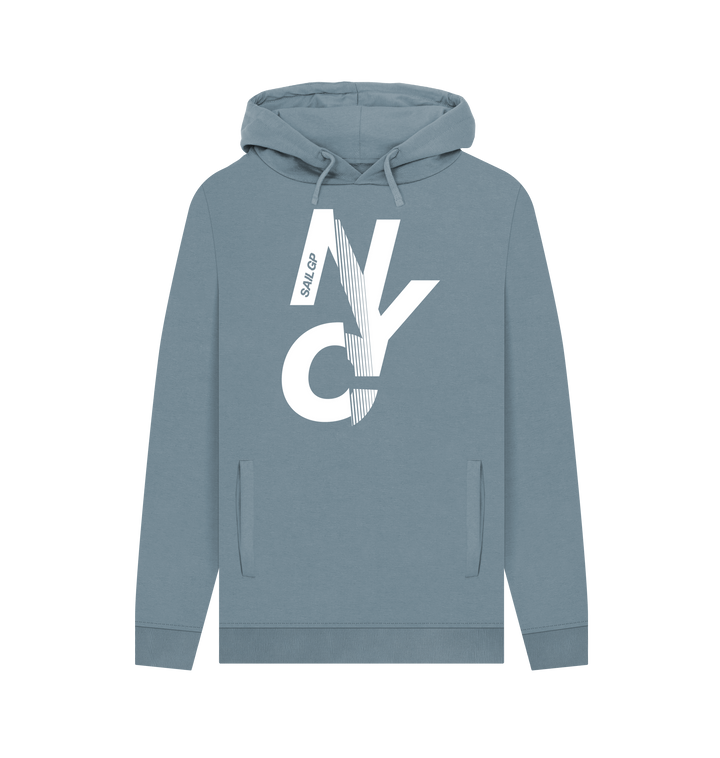 Stone Blue Printed Hoody Front