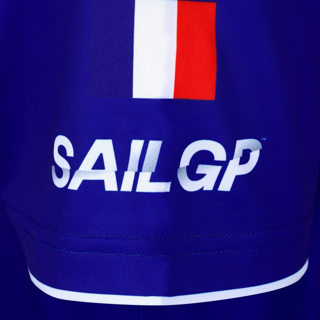 Close-up of the France SailGP Team T-Shirt's sleeve with SAILGP branding