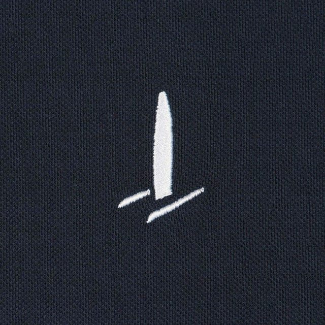 Embroidered F50 logo on a navy polo