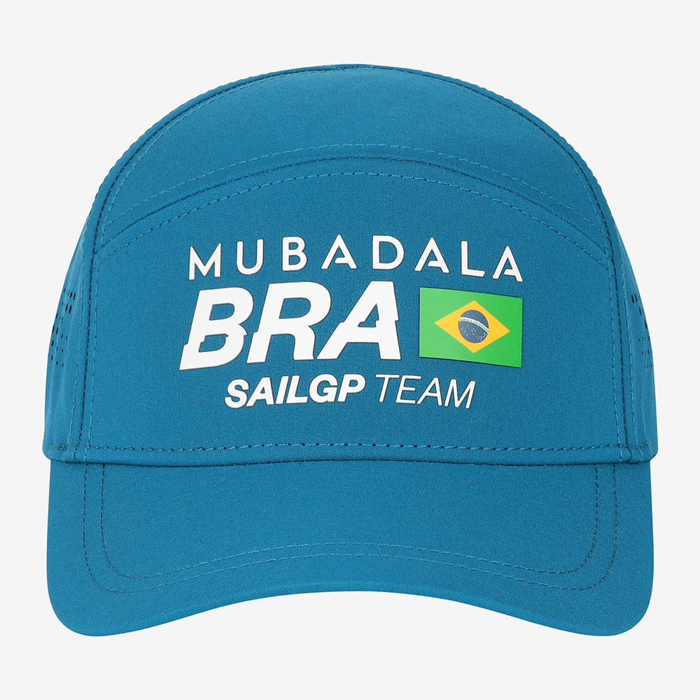 Blue cap with 'Mubadala BRA SailGP Team' text and Brazilian flag on a white background