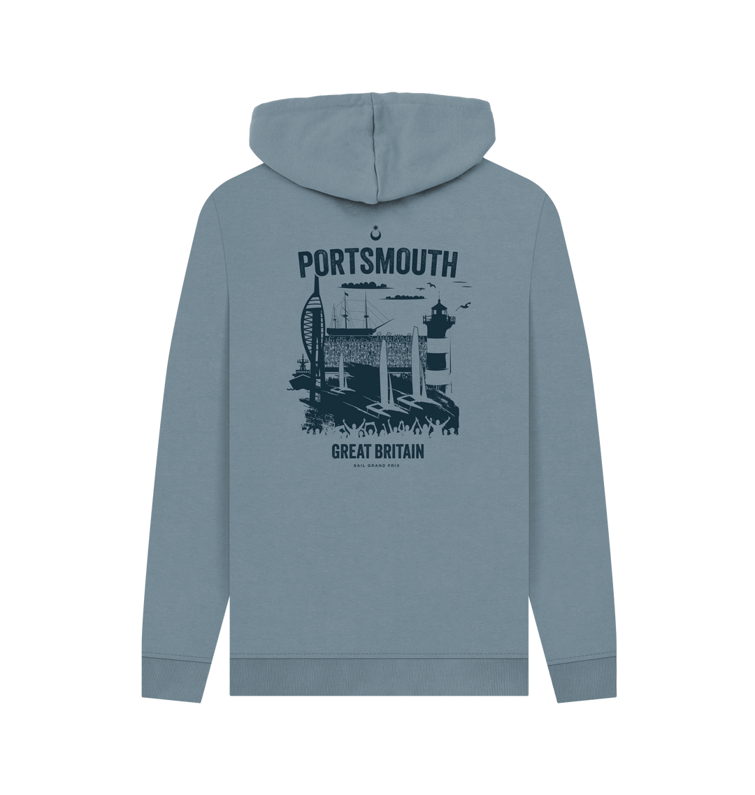 Stone Blue Printed Hoody Back