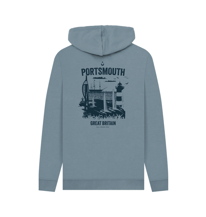 Stone Blue Printed Hoody Back